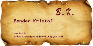 Bender Kristóf névjegykártya